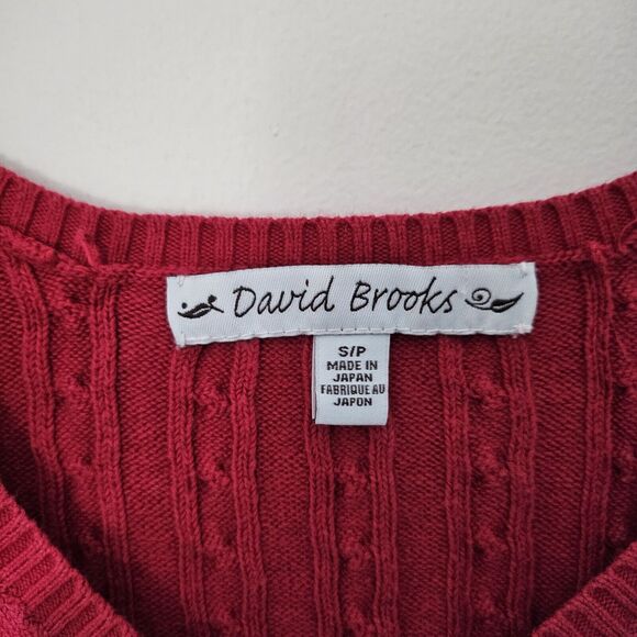 Vintage David Brooks Womens Small V Neck Cable Sweater. Made in Japan. Red. - Picture 4 of 7